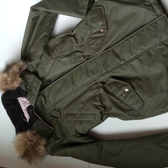 J Crew Perfect Winter Waxed Parka Primaloft Faux Fur Olive Gree Small - Picture 6 of 16